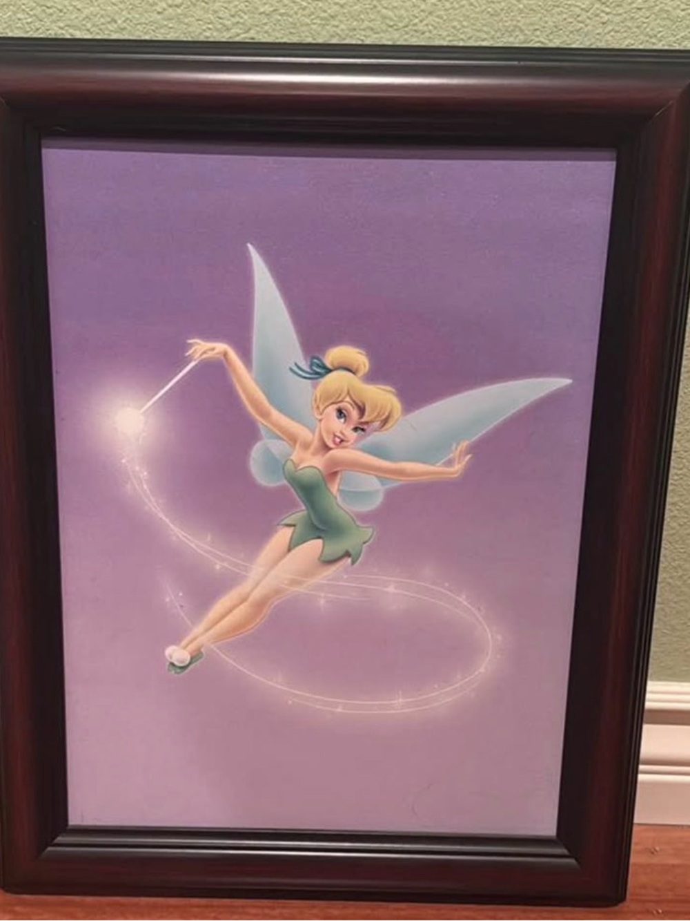 Tinker Bell Framed Wall Art - Green & Purple Fairy Print